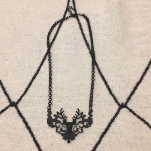 Matte black antler necklace